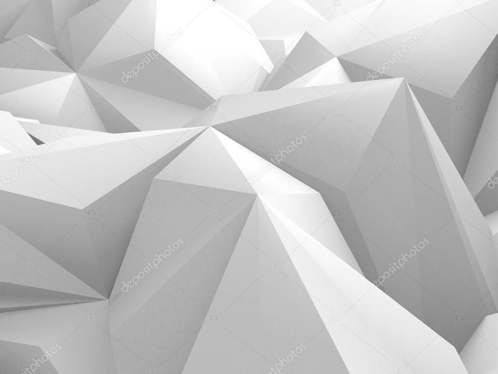 White Geometric Poligon Abstract Background. 3d Render