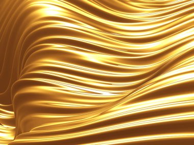 Altın soyut dalgalı sıvı arka plan. 3d resimleme