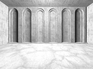 Soyut mimari iç plan. Boş beton oda. 3d hazırlayıcı