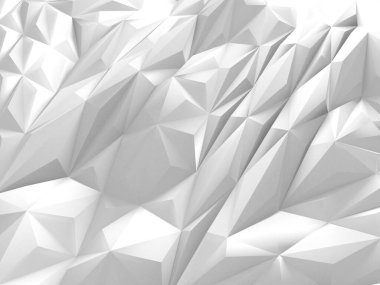 Beyaz Geometrik Poligon Soyut Arkaplan. 3d Hazırlama
