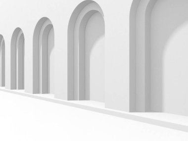 Soyut Beyaz Mimari Tasarım Konsepti. 3d Görüntüleme