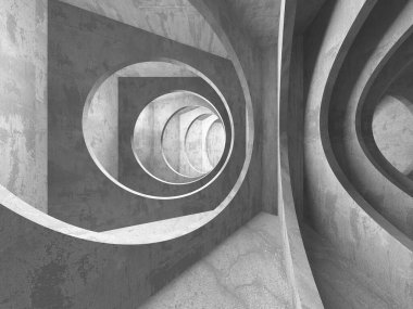 Dark Beton Duvar Mimarisi. Boş Oda. 3d Görüntüleme