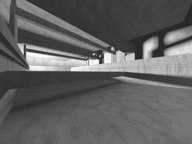 Soyut mimari arka plan. İçi boş beton döşeme. 3d hazırlayıcı