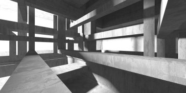 Soyut mimari arka plan. İçi boş beton döşeme. 3d hazırlayıcı