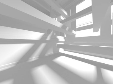 Beyaz Modern Arkaplan. Soyut Bina Konsepti. 3d Hazırlama