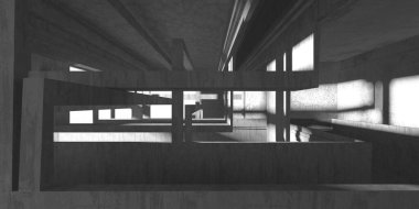 Soyut mimari arka plan. İçi boş beton döşeme. 3d hazırlayıcı