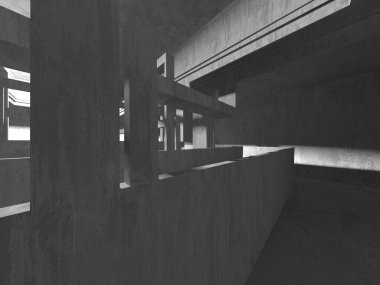 Soyut mimari arka plan. İçi boş beton döşeme. 3d hazırlayıcı