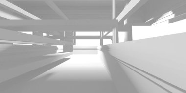 Beyaz Modern Arkaplan. Soyut Bina Konsepti. 3d Hazırlama