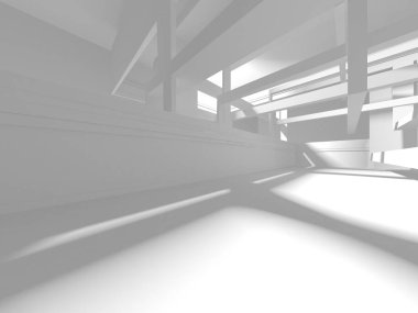 Beyaz Modern Arkaplan. Soyut Bina Konsepti. 3d Hazırlama