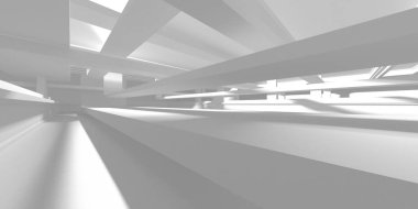 Beyaz Modern Arkaplan. Soyut Bina Konsepti. 3d Hazırlama