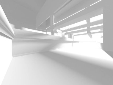 Beyaz Modern Arkaplan. Soyut Bina Konsepti. 3d Hazırlama