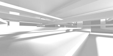 Beyaz Modern Arkaplan. Soyut Bina Konsepti. 3d Hazırlama