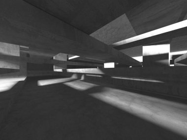 Soyut mimari arka plan. İçi boş beton döşeme. 3d hazırlayıcı