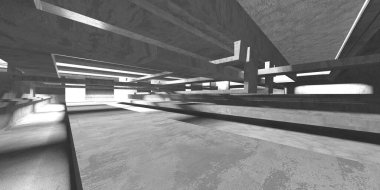 Soyut mimari arka plan. İçi boş beton döşeme. 3d hazırlayıcı
