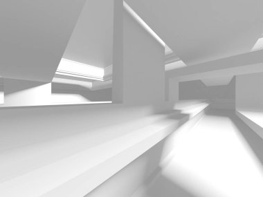 Beyaz Modern Arkaplan. Soyut Bina Konsepti. 3d Hazırlama