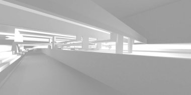 Aydınlatılmış koridor iç tasarımı. Boş Oda İç mimarisi. 3 Boyutlu Hazırlama