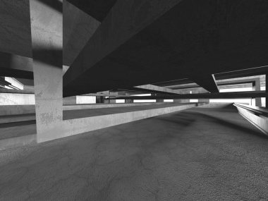 Soyut mimari arka plan. İçi boş beton döşeme. 3d hazırlayıcı