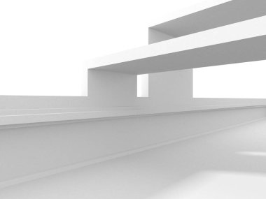 Beyaz Modern Arkaplan. Soyut Bina Konsepti. 3d Hazırlama