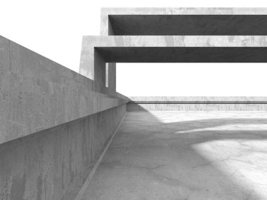 Soyut mimari arka plan. İçi boş beton döşeme. 3d hazırlayıcı