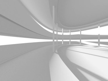 Beyaz Modern Arkaplan. Soyut Bina Konsepti. 3d Hazırlama