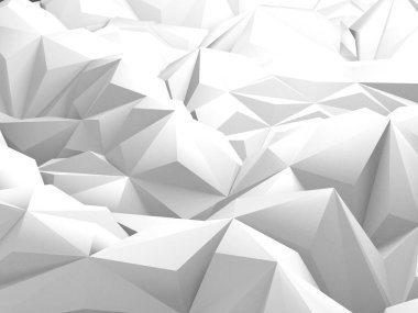 Beyaz Geometrik Poligon Soyut Arkaplan. 3d Hazırlama