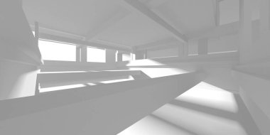 Soyut Beyaz Mimari Tasarım Konsepti. 3d Görüntüleme