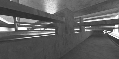 Dark Beton Duvar Mimarisi. Boş Oda. 3d Görüntüleme