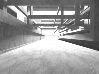 Dark Beton Duvar Mimarisi. Boş Oda. 3d Görüntüleme