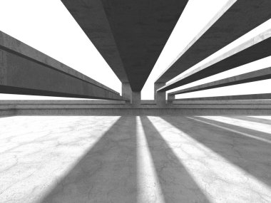 Dark Beton Duvar Mimarisi. Boş Oda. 3d Görüntüleme