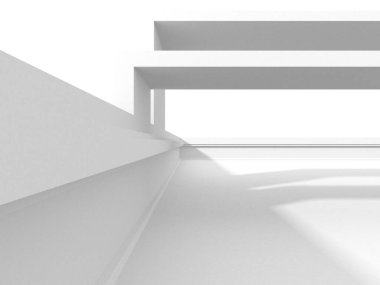 Beyaz Modern Arkaplan. Soyut Bina Konsepti. 3d Hazırlama