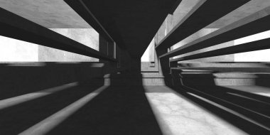 Dark Beton Duvar Mimarisi. Boş Oda. 3d Görüntüleme