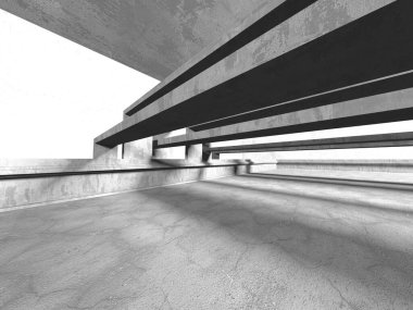 Dark Beton Duvar Mimarisi. Boş Oda. 3d Görüntüleme