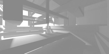 Beyaz Modern Arkaplan. Soyut Bina Konsepti. 3d Hazırlama