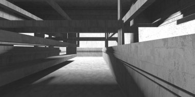 Dark Beton Duvar Mimarisi. Boş Oda. 3d Görüntüleme