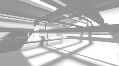 Beyaz Modern Arkaplan. Soyut Bina Konsepti. 3d Hazırlama