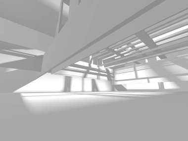 Beyaz Modern Arkaplan. Soyut Bina Konsepti. 3d Hazırlama