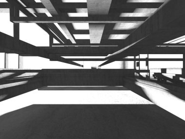 Soyut mimari iç plan. Boş beton oda. 3d hazırlayıcı