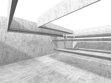 Soyut mimari arka plan. İçi boş beton döşeme. 3d hazırlayıcı