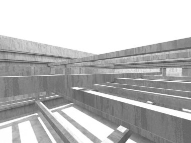 Soyut mimari arka plan. İçi boş beton döşeme. 3d hazırlayıcı