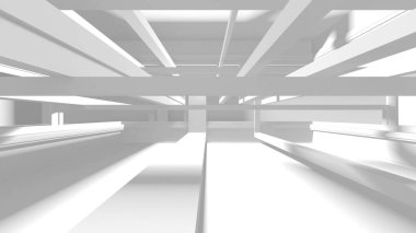 Beyaz Modern Arkaplan. Soyut Bina Konsepti. 3d Hazırlama