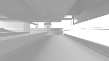 Beyaz Modern Arkaplan. Soyut Bina Konsepti. 3d Hazırlama
