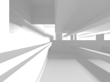 Beyaz Modern Arkaplan. Soyut Bina Konsepti. 3d Hazırlama