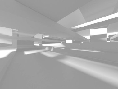 Beyaz Modern Arkaplan. Soyut Bina Konsepti. 3d Hazırlama