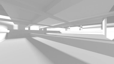Soyut Beyaz Mimari Tasarım Konsepti. 3d Görüntüleme