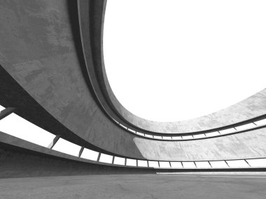 Dark Beton Duvar Mimarisi. Boş Oda. 3d Görüntüleme