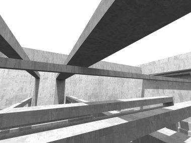 Dark Beton Duvar Mimarisi. Boş Oda. 3d Görüntüleme