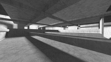 Dark Beton Duvar Mimarisi. Boş Oda. 3d Görüntüleme