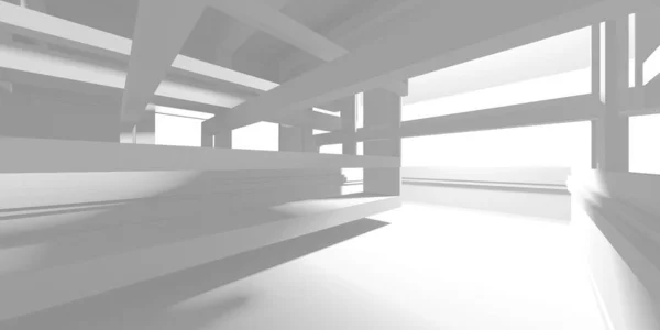 Fundo Moderno Branco Conceito Construção Abstrato Render — Fotografia de Stock