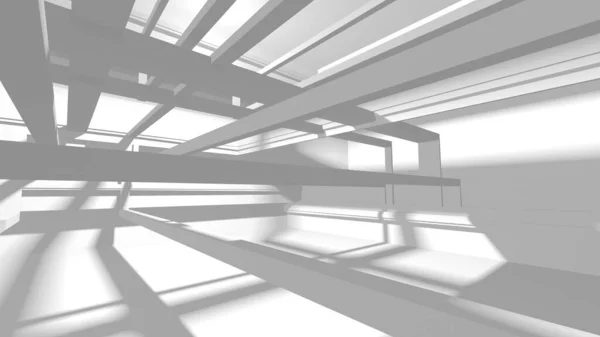 Abstract White Architecture Design Concept Illustratie Van Render — Stockfoto