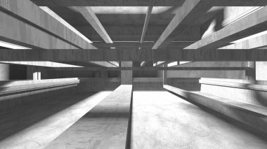 Dark Beton Duvar Mimarisi. Boş Oda. 3d Görüntüleme